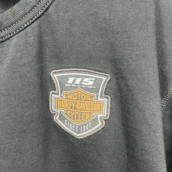 Harley-Davidson Men's T-Shirt Copperblock 3 Black Button Short Sleeve 2XL Biker - Picture 3 of 9